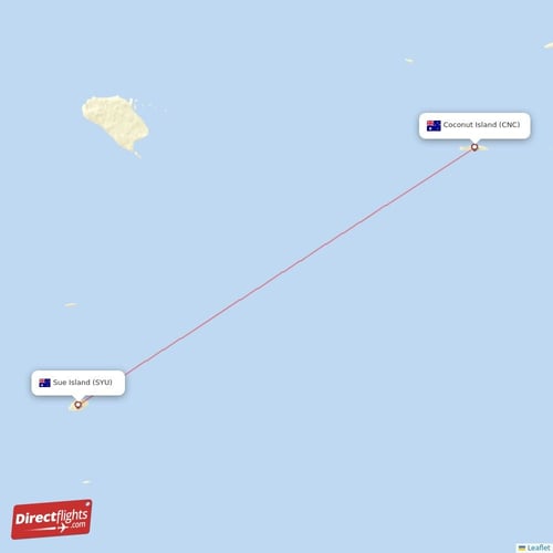 Coconut Island - Sue Island direct flight map