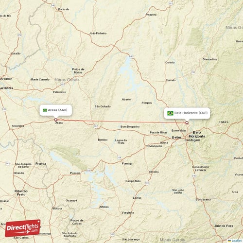 Direct flights from Belo Horizonte to Araxa, CNF to AAX non-stop ...