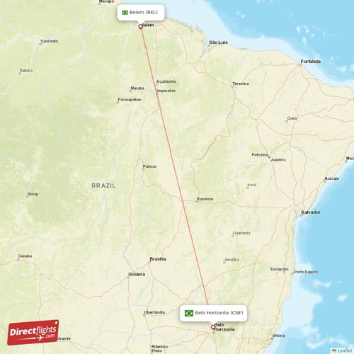 Belo Horizonte - Belem direct flight map