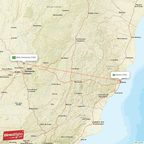 Belo Horizonte - Vitoria direct flight map
