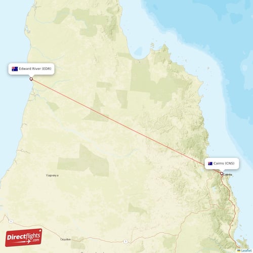 Cairns - Edward River direct flight map