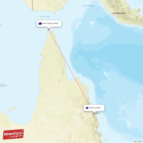 Cairns - Horn Island direct flight map