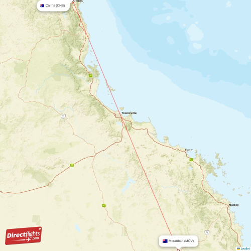 Cairns - Moranbah direct flight map
