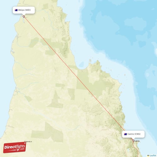 Cairns - Weipa direct flight map