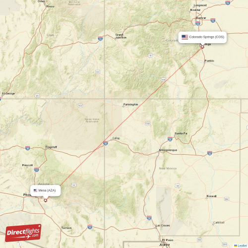 Colorado Springs - Mesa direct flight map