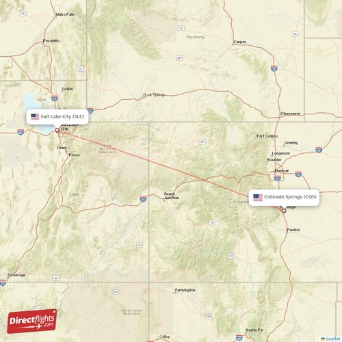 Colorado Springs - Salt Lake City direct flight map