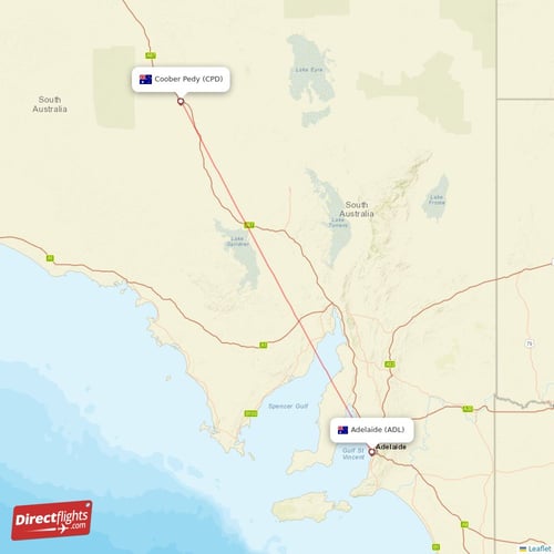 Direct flights from Coober Pedy to Adelaide, CPD to ADL nonstop