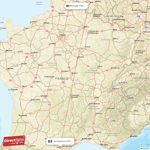 Brussels - Carcassonne direct flight map