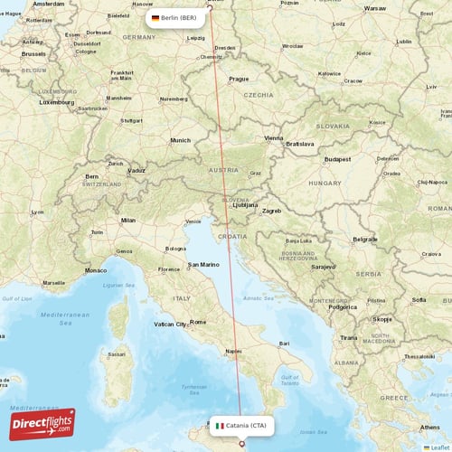 Catania - Berlin direct flight map
