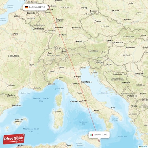 Catania - Dortmund direct flight map