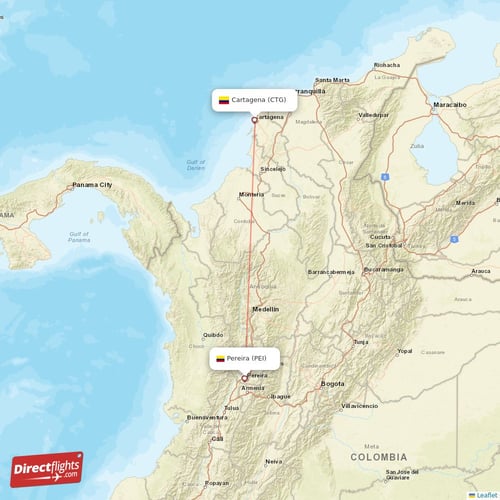 Cartagena - Pereira direct flight map