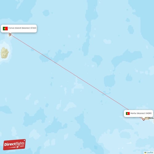 Corvo Island (Azores) - Horta (Azores) direct flight map