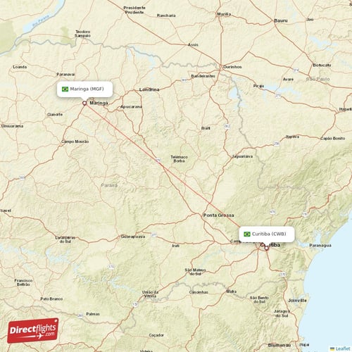 Curitiba - Maringa direct flight map