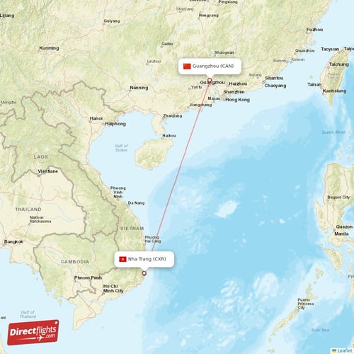 Nha Trang - Guangzhou direct flight map
