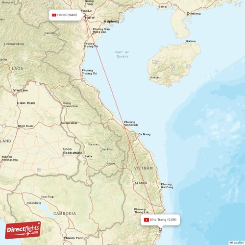 Nha Trang - Hanoi direct flight map