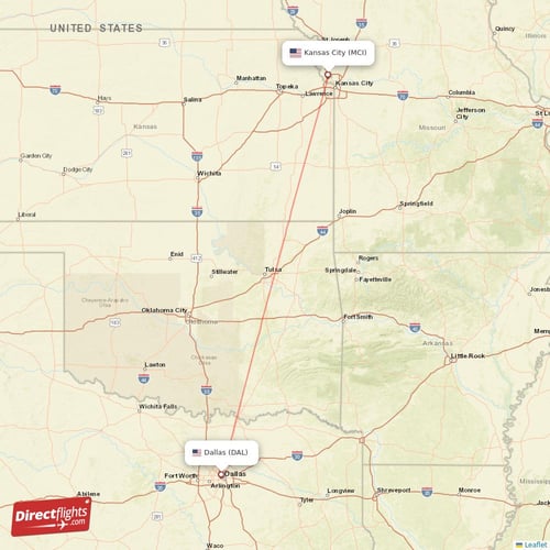 Direct flights from Dallas to Kansas City DAL to MCI non stop