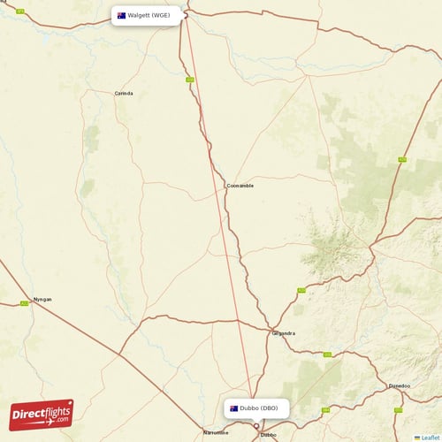 Dubbo - Walgett direct flight map