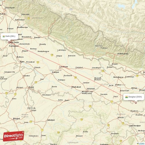 Delhi - Deoghar direct flight map