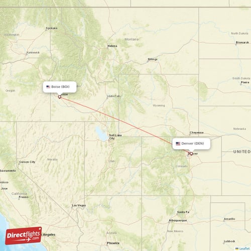Denver - Boise direct flight map