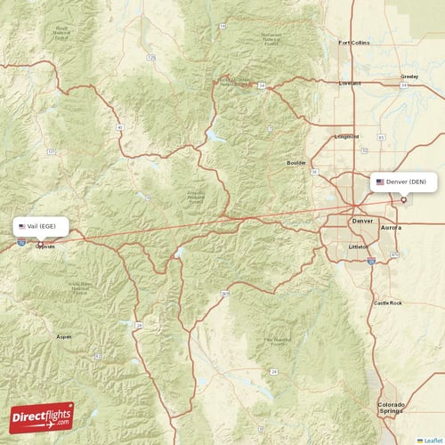 Denver - Vail direct flight map