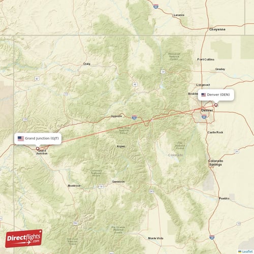 Denver - Grand Junction direct flight map