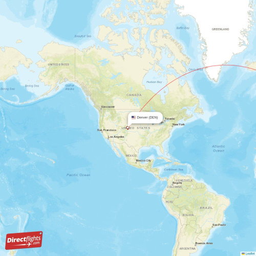 Denver - Istanbul direct flight map