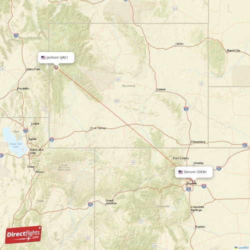 Denver - Jackson direct flight map