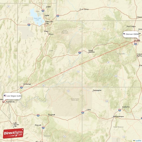 Denver - Las Vegas direct flight map