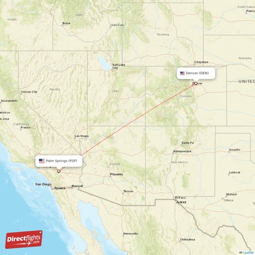Denver - Palm Springs direct flight map