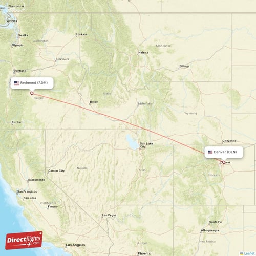 Denver - Redmond direct flight map