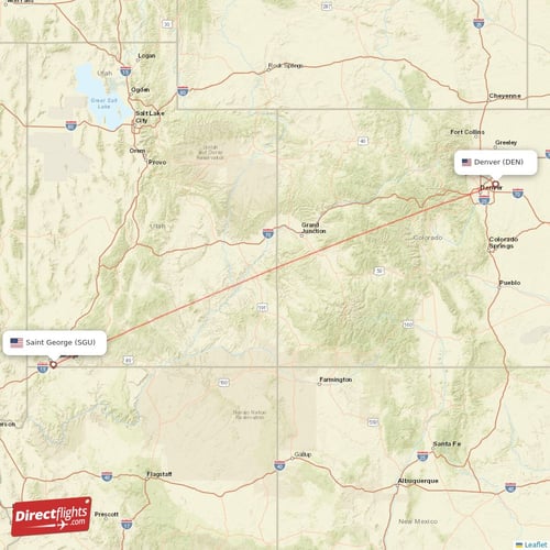 Denver - Saint George direct flight map