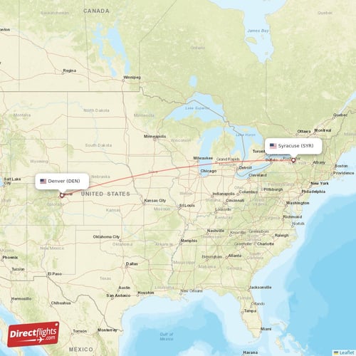 Denver - Syracuse direct flight map
