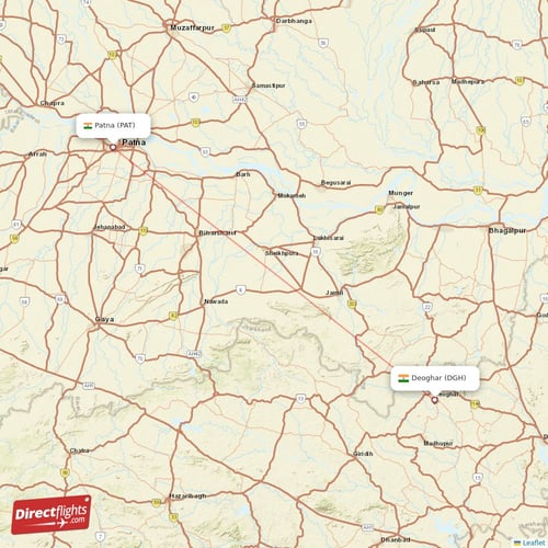 Deoghar - Patna direct flight map