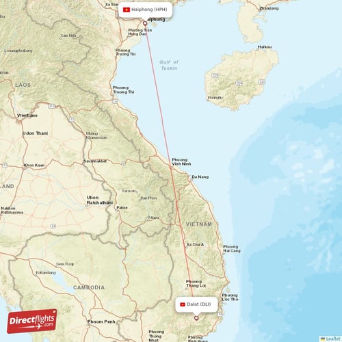 Dalat - Haiphong direct flight map