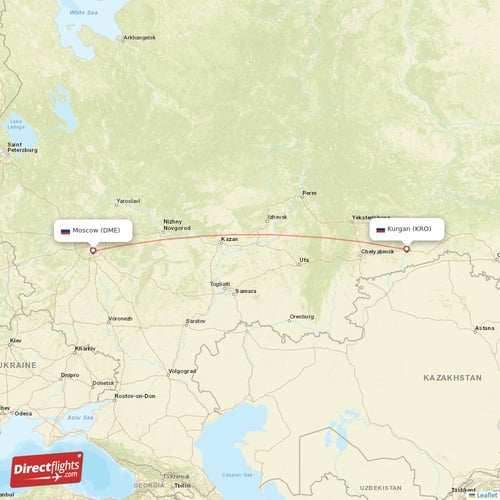 Moscow - Kurgan direct flight map