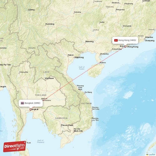 Direct flights from Bangkok to Hong Kong DMK to HKG non stop