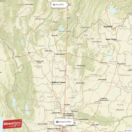 Bangkok - Nan direct flight map