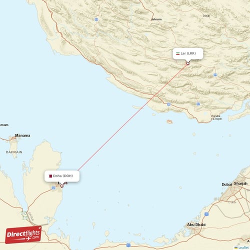 Doha - Lar direct flight map