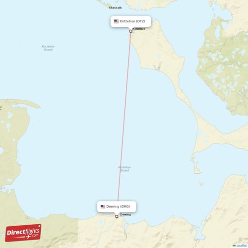 Deering - Kotzebue direct flight map