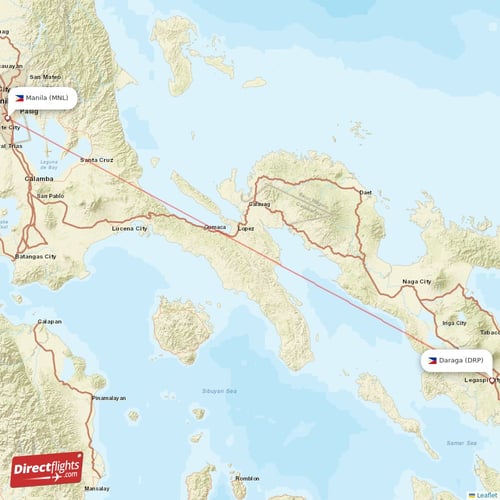 Daraga - Manila direct flight map