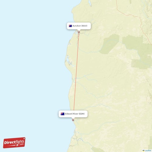 Edward River - Aurukun direct flight map