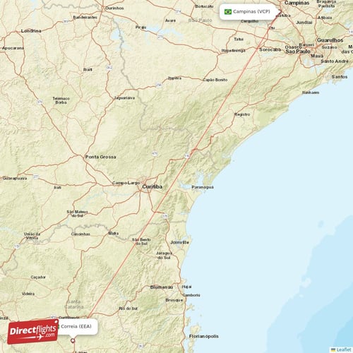Correia - Campinas direct flight map