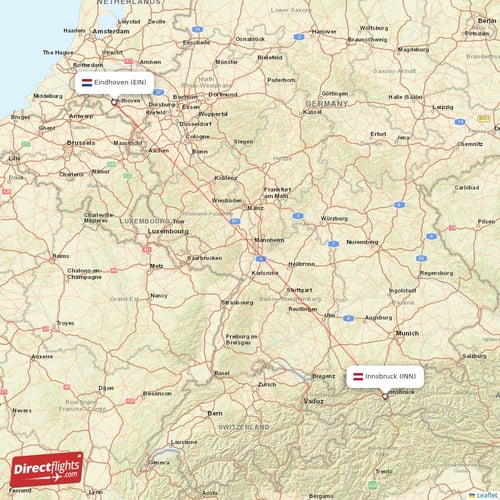 Eindhoven - Innsbruck direct flight map