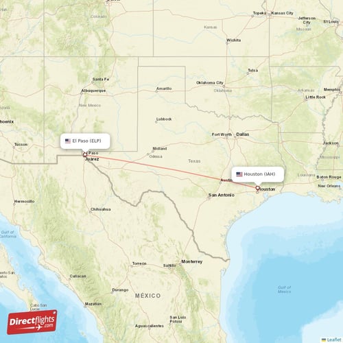 El Paso - Houston direct flight map