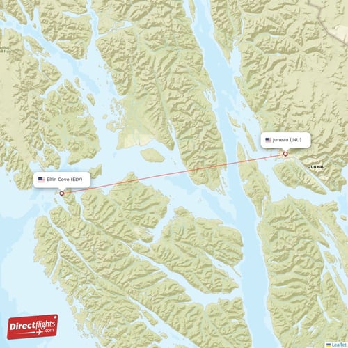 Elfin Cove - Juneau direct flight map