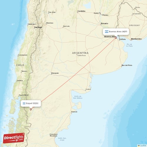 Esquel - Buenos Aires direct flight map