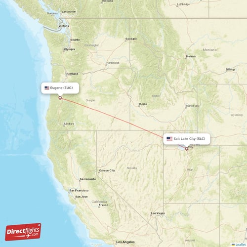 Eugene - Salt Lake City direct flight map