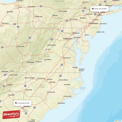 Direct flights from New York to Columbia (EWR-CAE) - Directflights.com