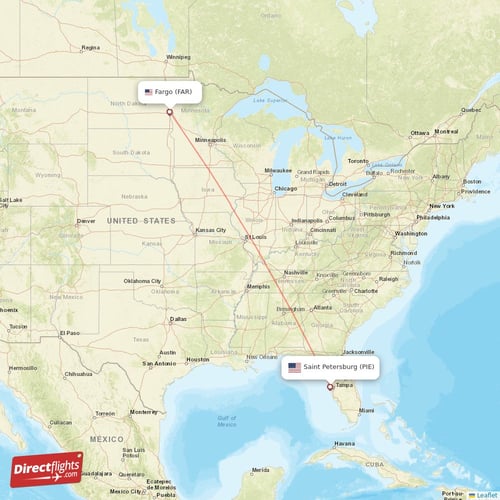 Fargo - Saint Petersburg direct flight map