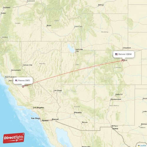Fresno - Denver direct flight map